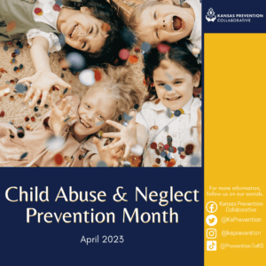 graphic with a picture of smiling children for child abuse and neglect prevention month