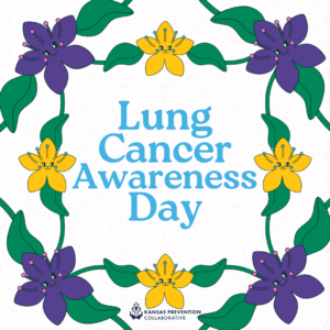 colorful graphic for Lung Cancer Awareness Day 2023