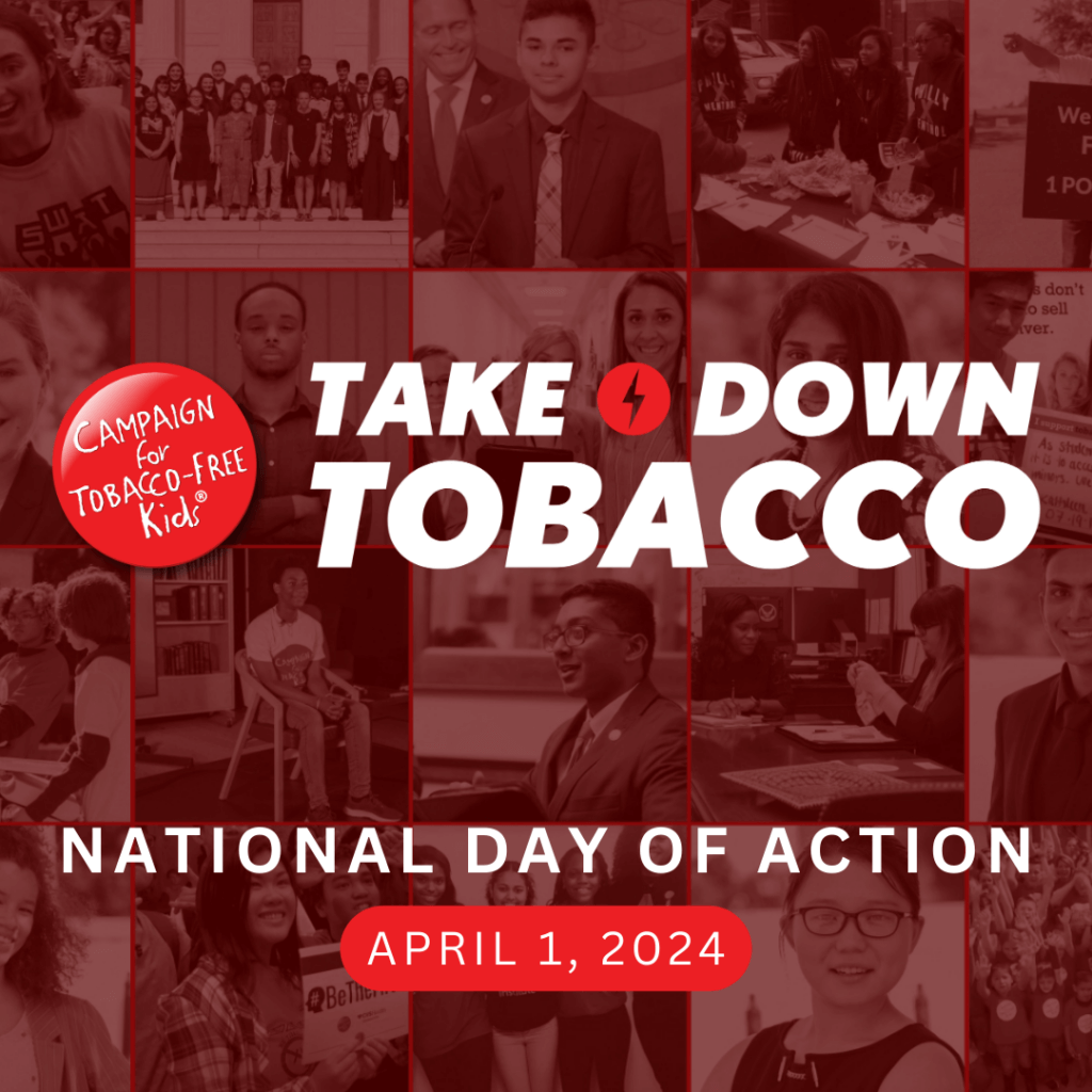 Take down tobacco, national day of action, April 1, 2024